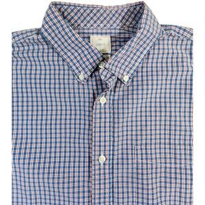 Gap Mens Plaid Long Sleeve Button-Up XL LIVED-IN 100% Cotton Preppy Red/ Blue